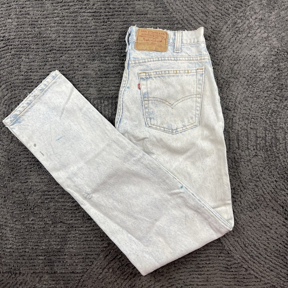 Vintage Levi's 505 Women's 27x33 Jeans USA Made‎ Light Wash Paint Splatter 90s